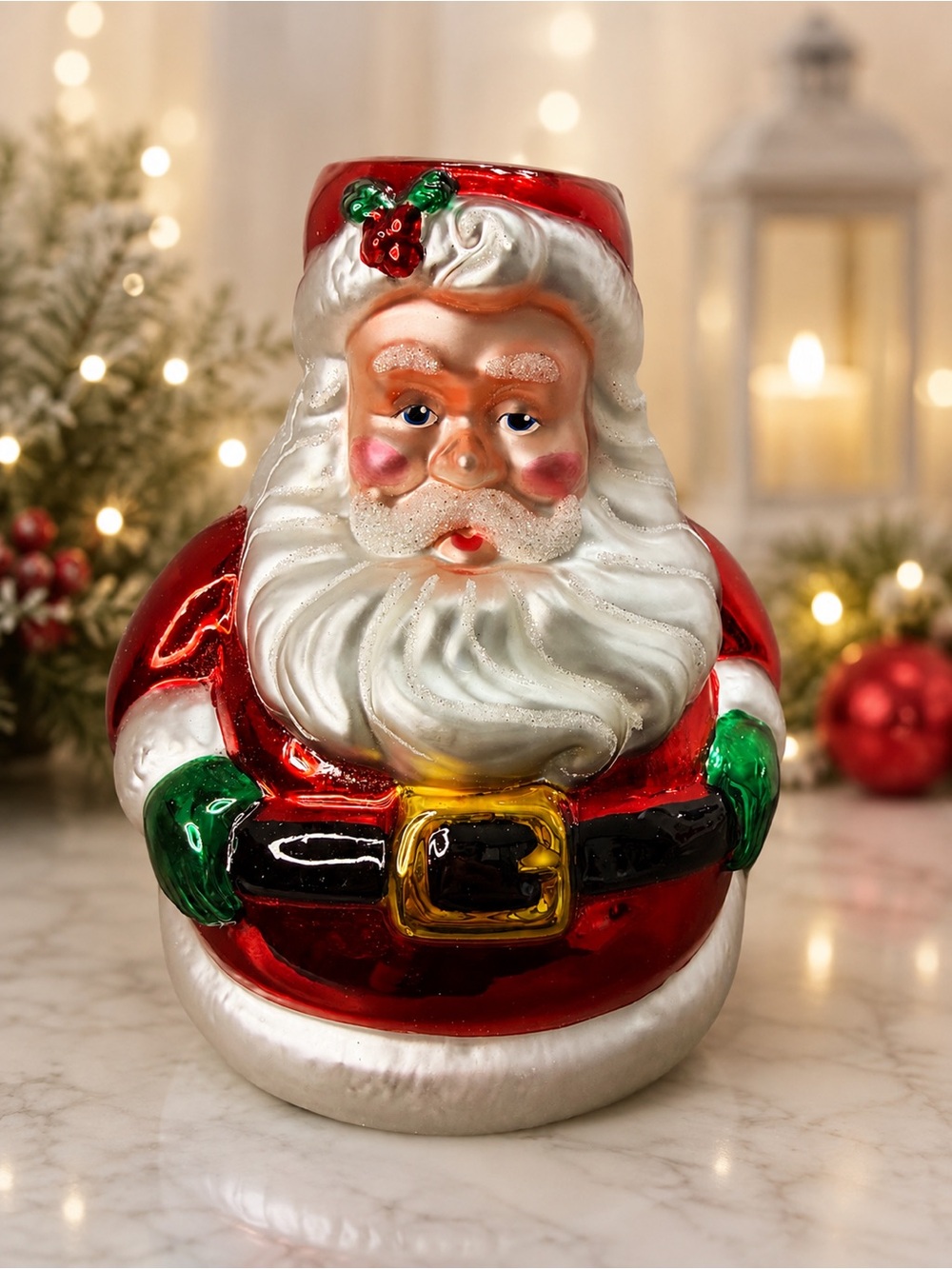 Department 56 Mercury Glass Santa Taper Candle Holder Holiday Christmas Decor